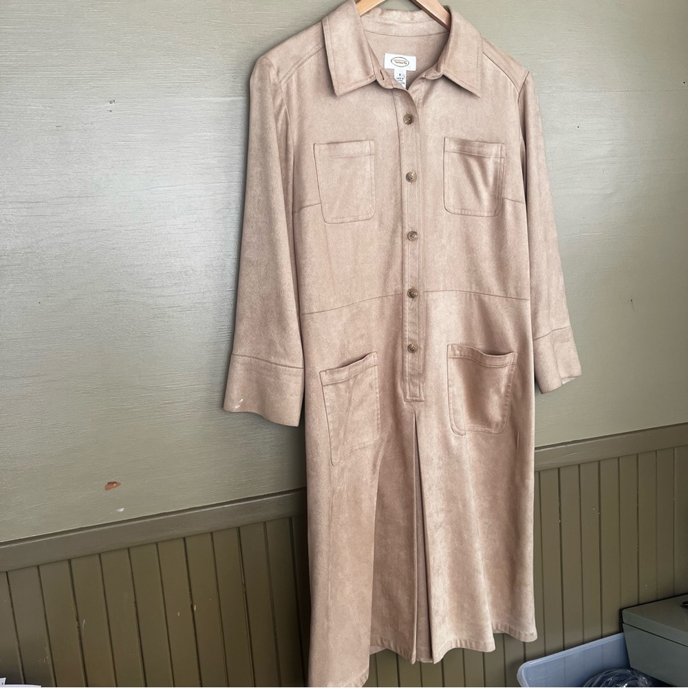 Talbots Faux Suede Shirt Dress Vintage Korea Size 8 - Picture 2 of 9